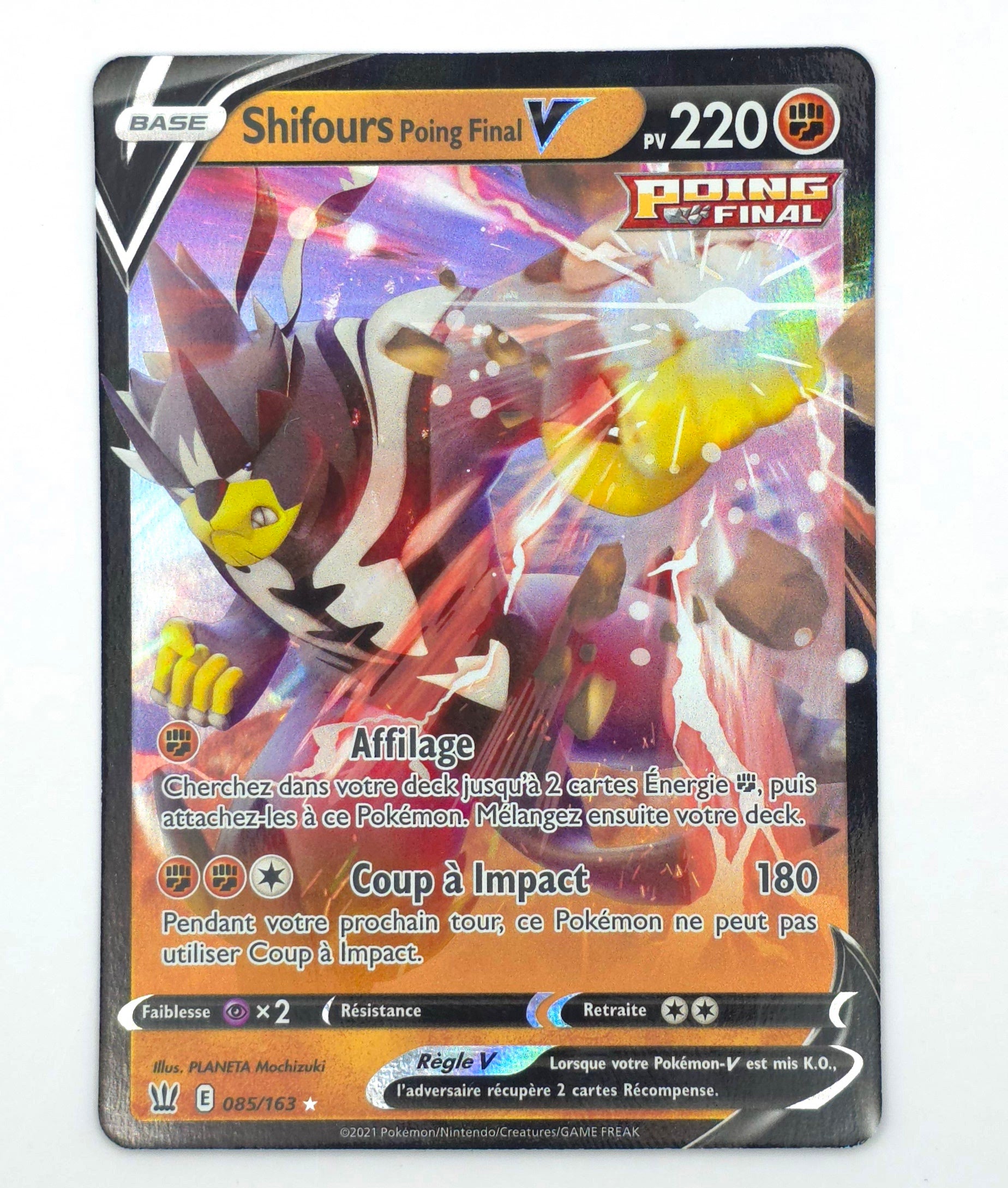 Carte Pokémon – Shifours Poing Final V Holo (Épée & Bouclier EB05 – Styles de Combat 2021 – 085/163) – FR