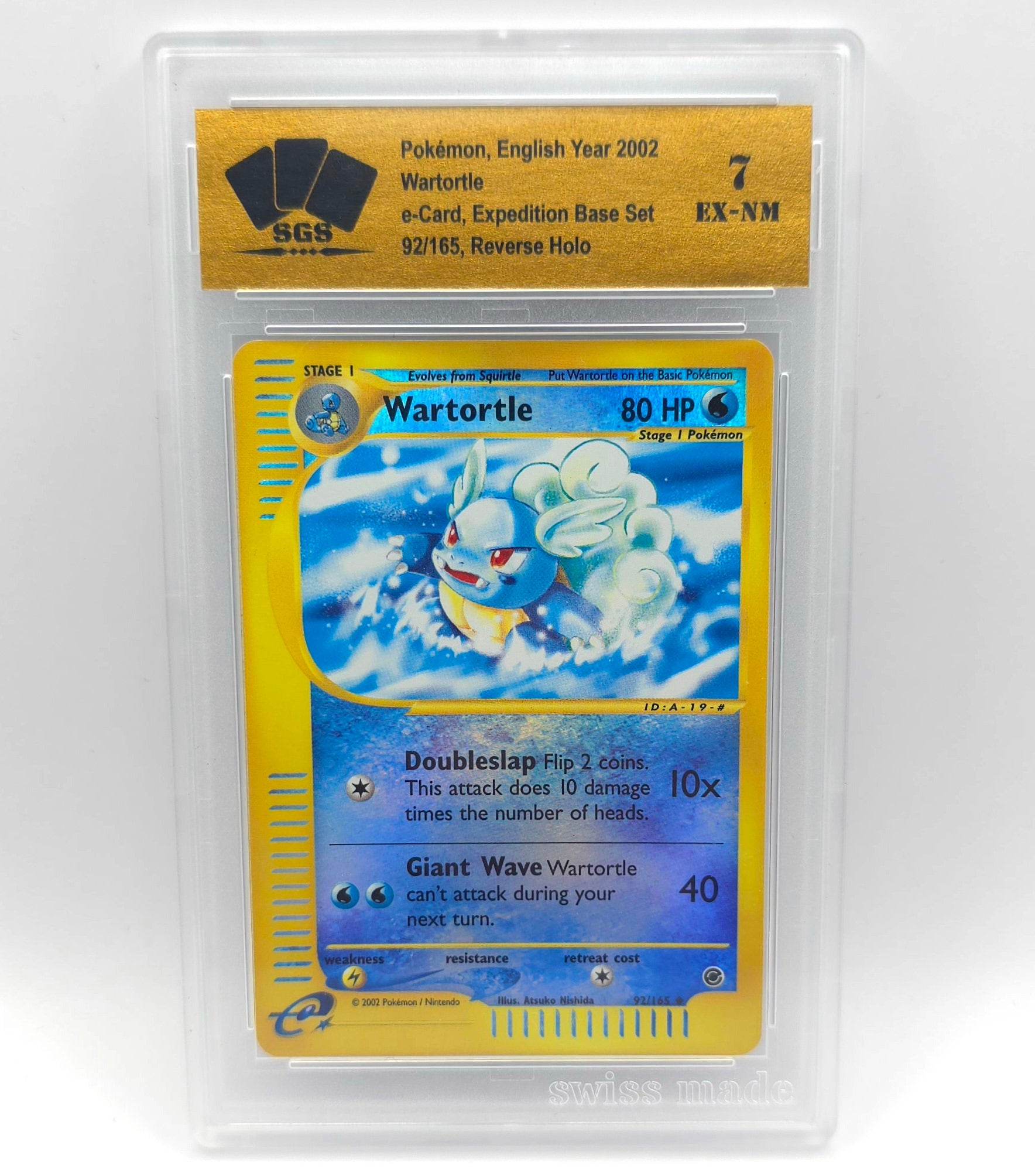 Carte Pokémon gradée SGS 7 – Wartortle Reverse Holo (Expedition Base Set 2002 – 92/165)