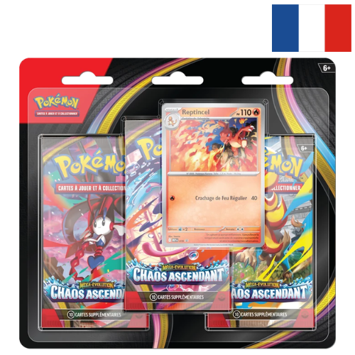 3-Pack Pokémon Méga-Evolution – Chaos Ascendant (ME04) - FR