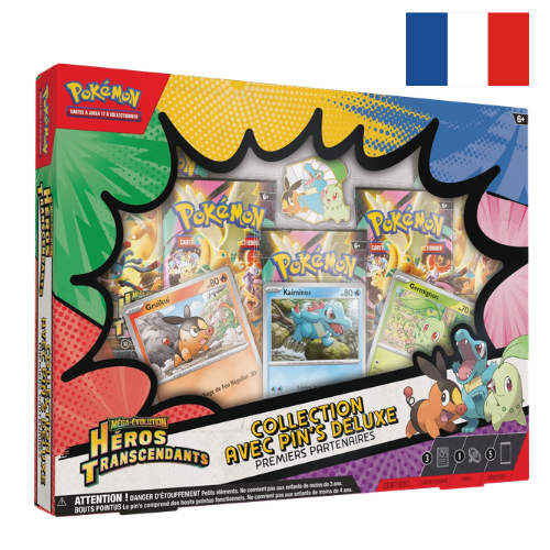 Coffret Pokémon Héros Transcendants ME2.5 Collection Avec Pin's Deluxe Premiers Partenaires - FR