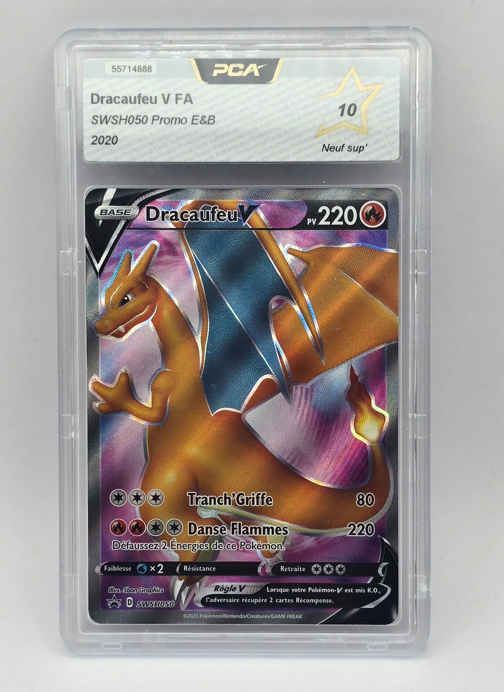 Carte Pokémon gradée PCA 10 – Dracaufeu V Full Art (Promo SWSH050) – FR