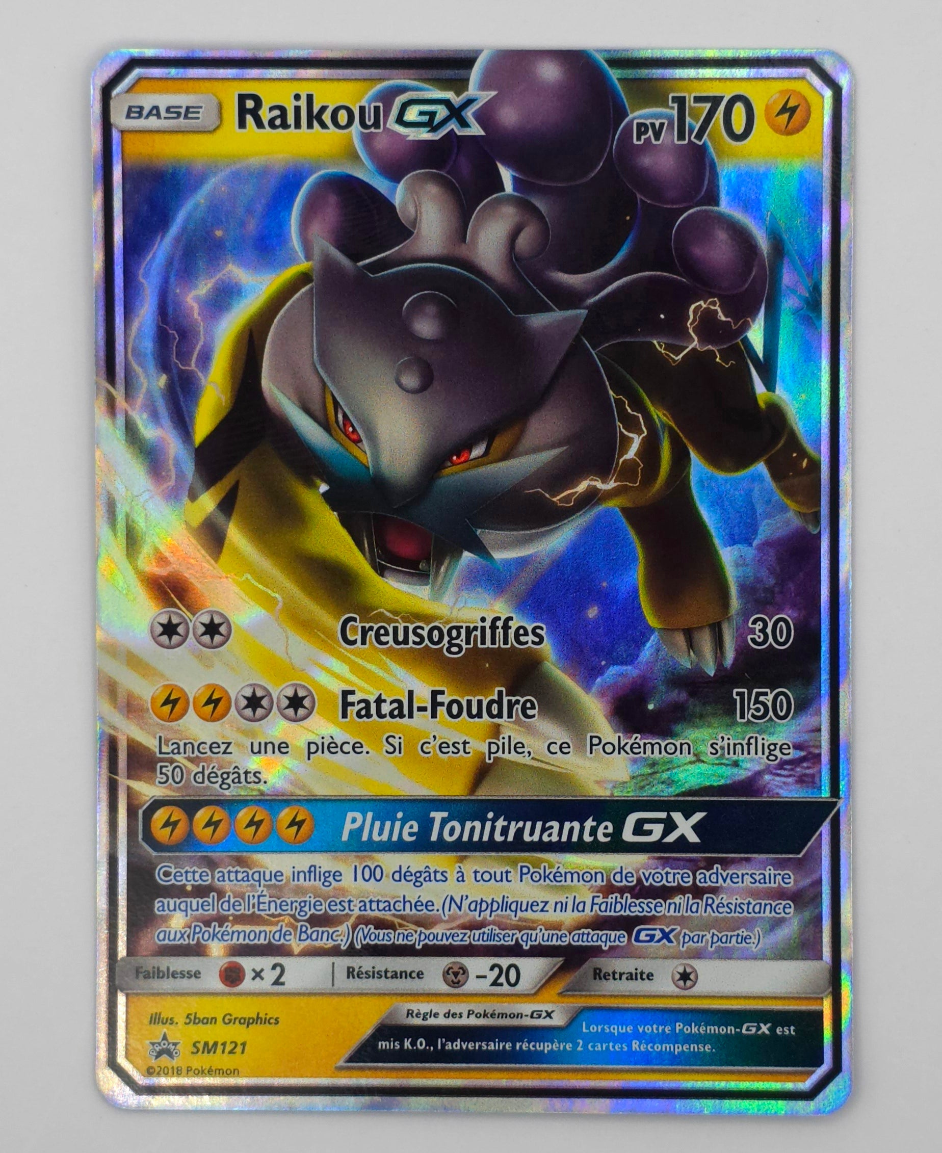 Carte Pokémon – Raikou GX Holo (Soleil & Lune – Promo SM121 – 2018) – FR