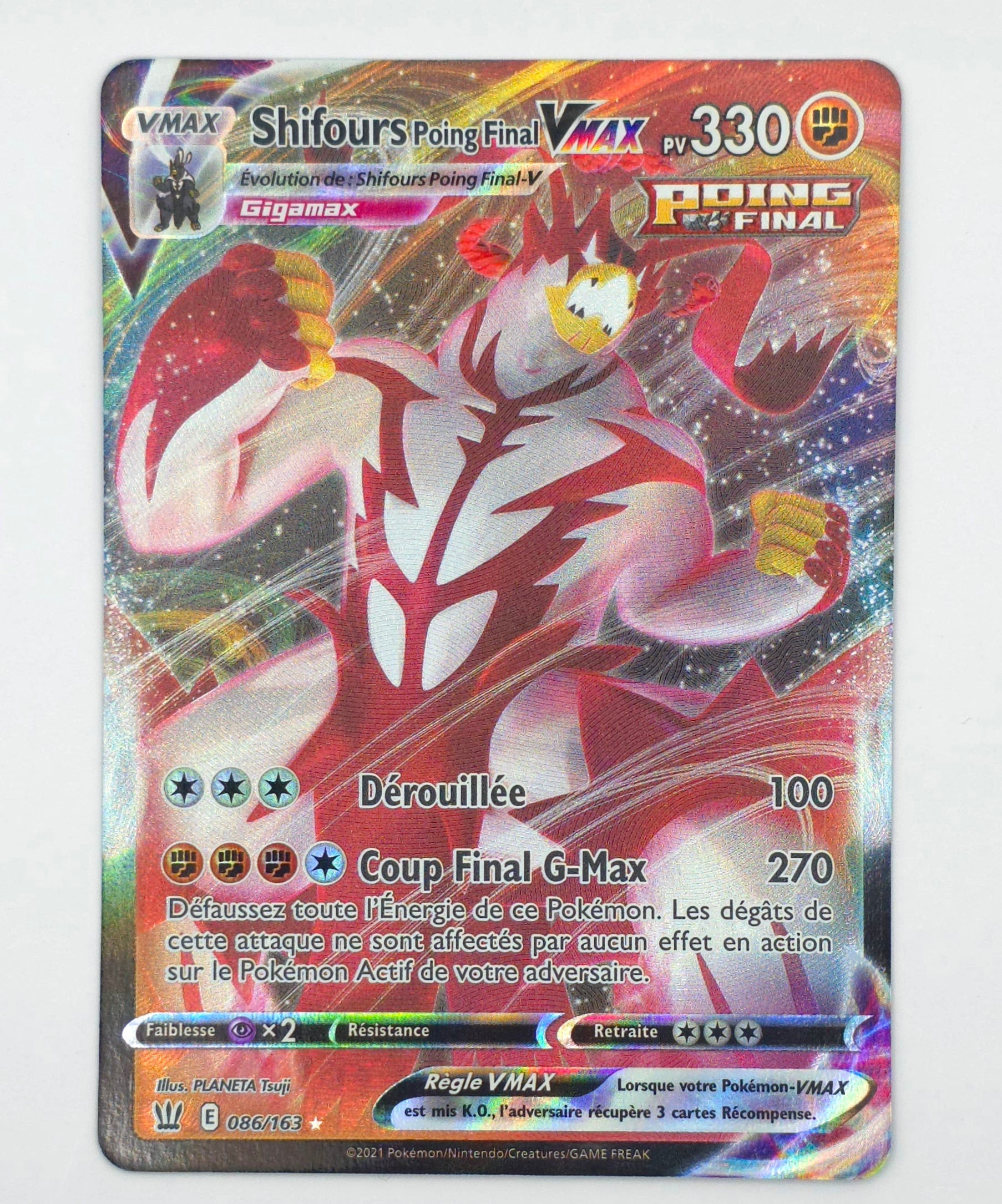 Carte Pokémon – Shifours Poing Final VMAX Holo (Épée & Bouclier EB05 – Styles de Combat 2021 – 086/163) – FR