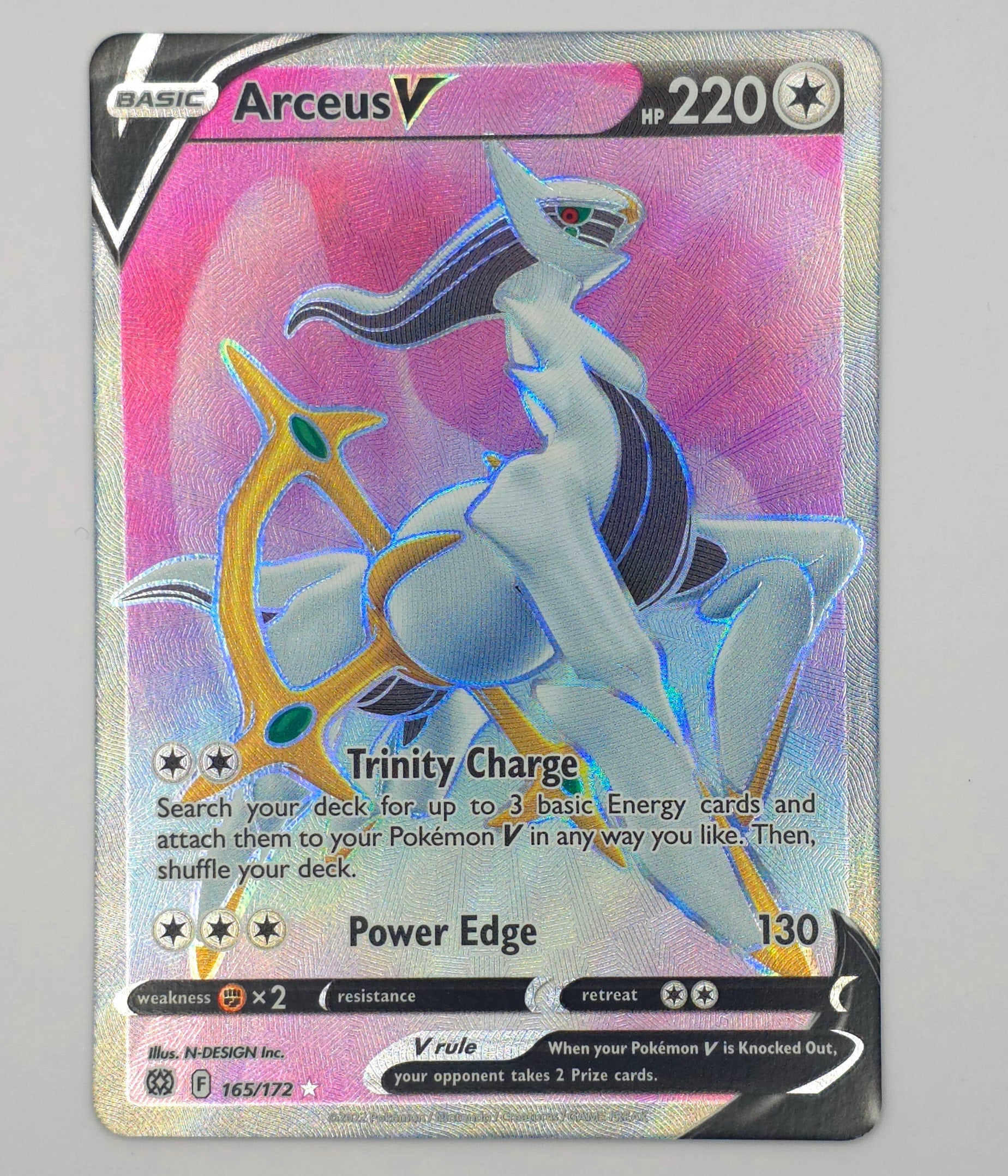 Carte Pokémon – Arceus V Full Art Holo (Épée & Bouclier – Stars Étincelantes 2022 – 165/172) – ENG