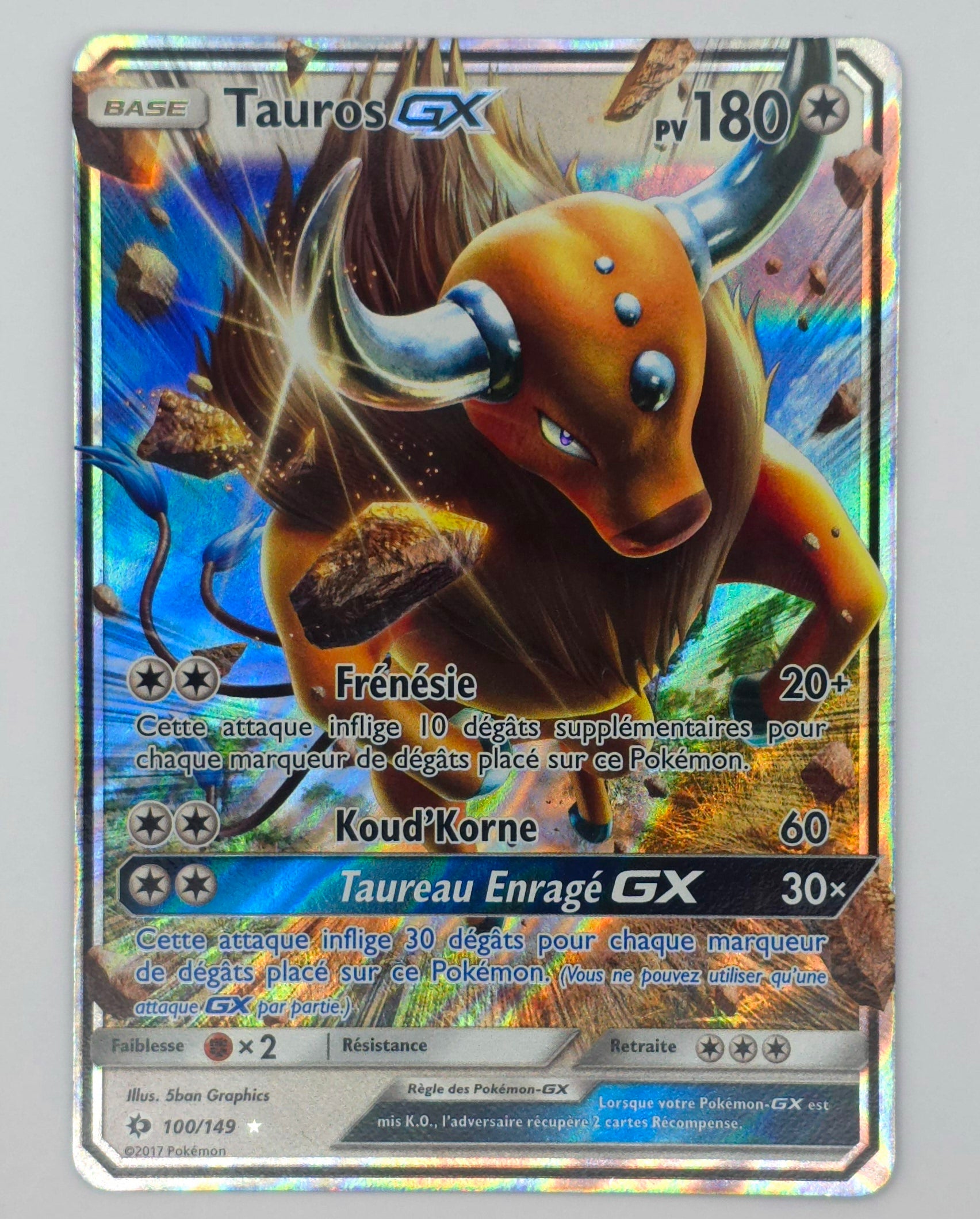 Carte Pokémon – Tauros GX Holo (Soleil & Lune 2017 – 100/149) – FR