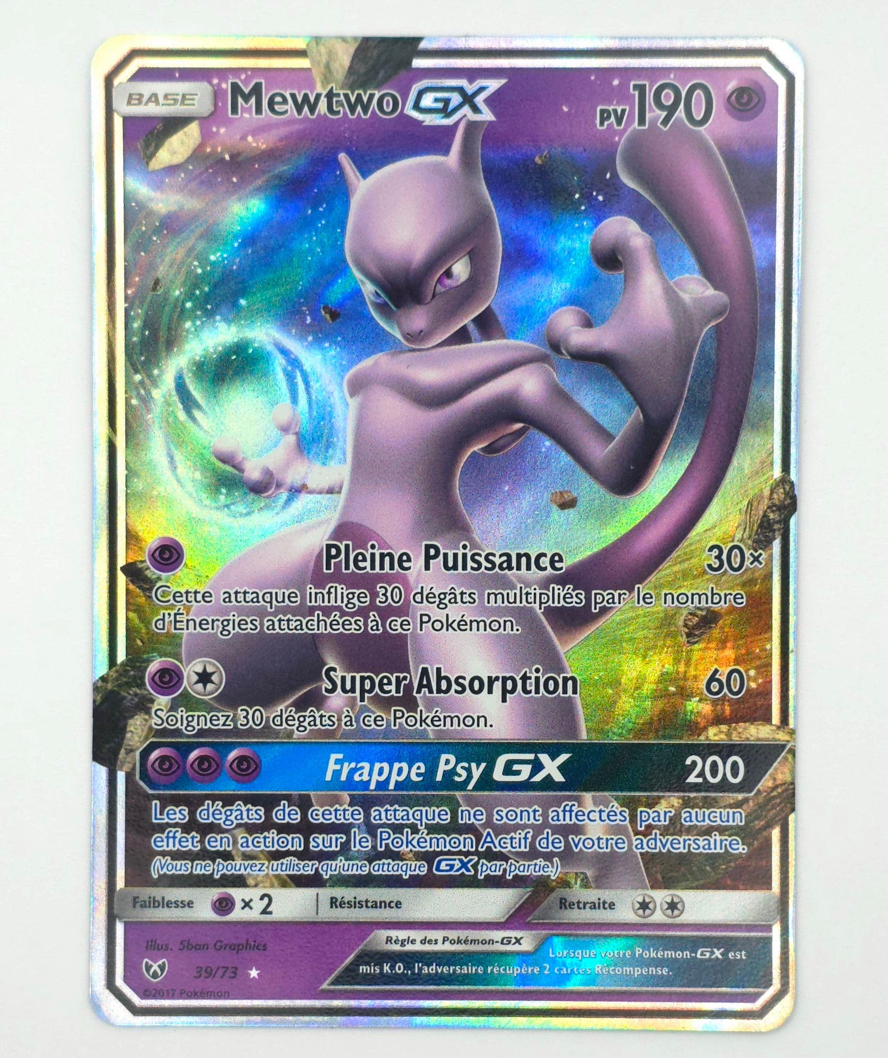 Carte Pokémon – Mewtwo GX Holo (Légendes Brillantes 2017 – 39/73) – FR