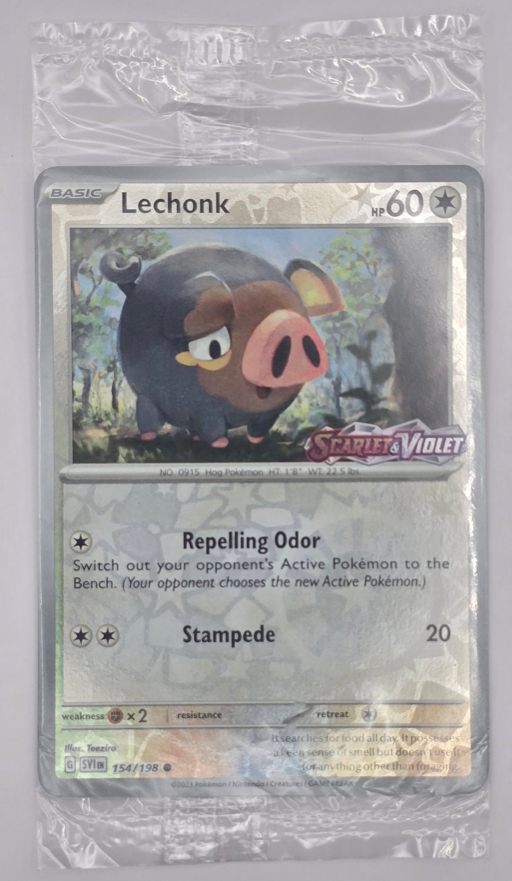 Carte Pokémon Promo - Lechonk 154/198 – Scarlet & Violet STAMP Holo - ENG