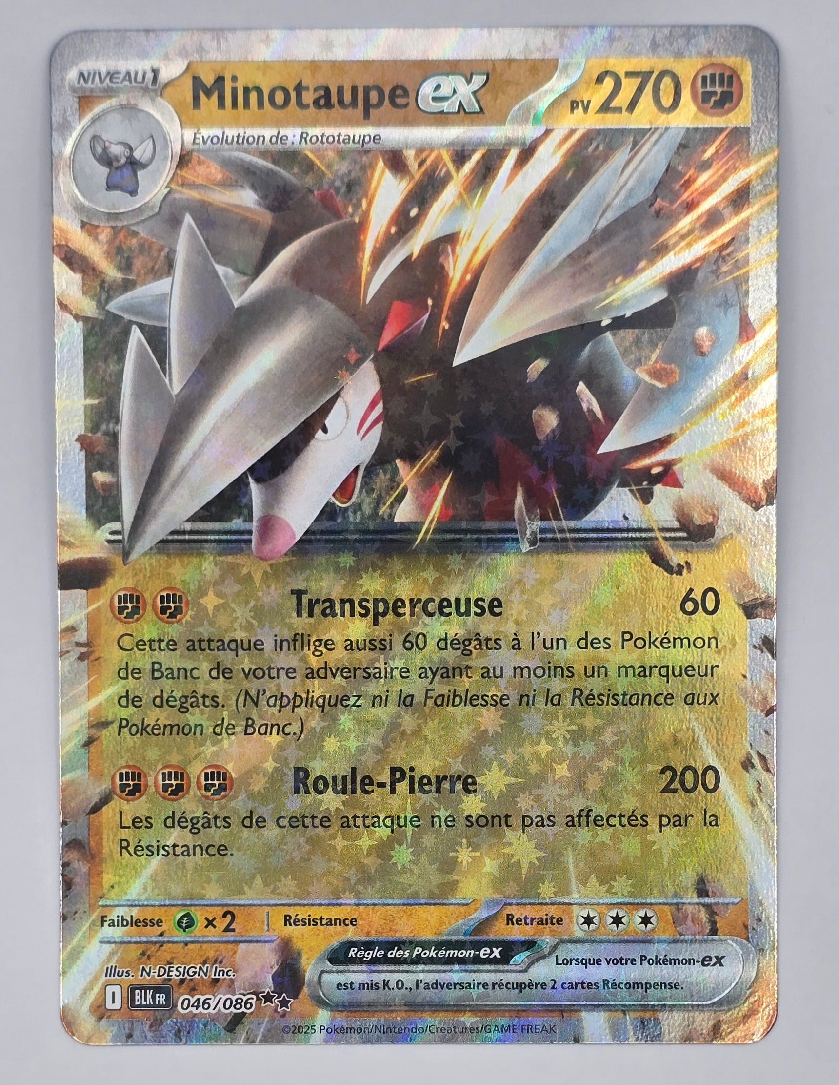 Carte Pokémon – Minotaupe EX 046/086 –  Foudre Noire (EV10.5) - FR