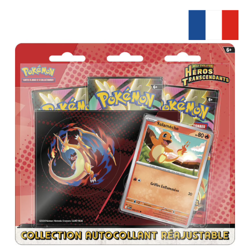 3-Pack Pokémon Héros Transcendant ME2.5 – FR (illustration Salamèche)